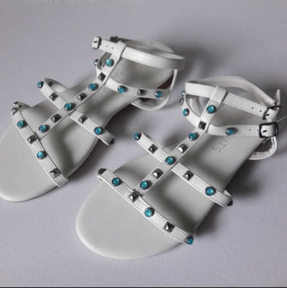 Nwot coconuts by matisse white sandals blue beads - Picture 2 of 8
